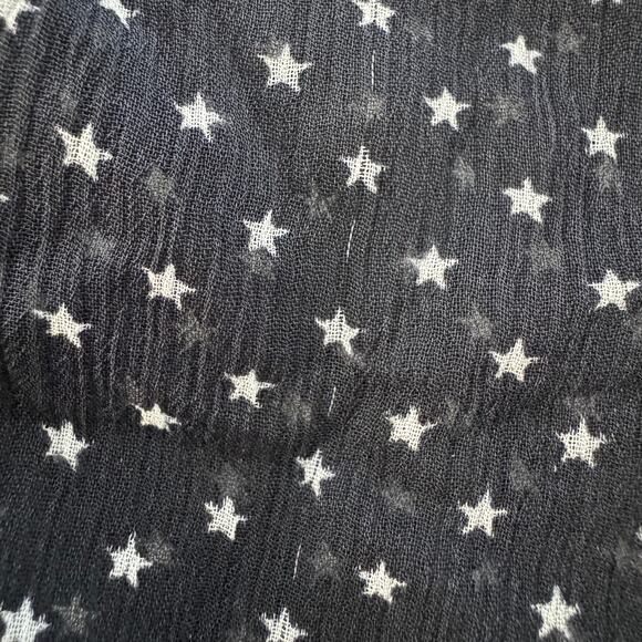 L'Agence Nordstrom Black Sheer Star Print Snap Front Chest Pocket Blouse Size 4 - Picture 5 of 10